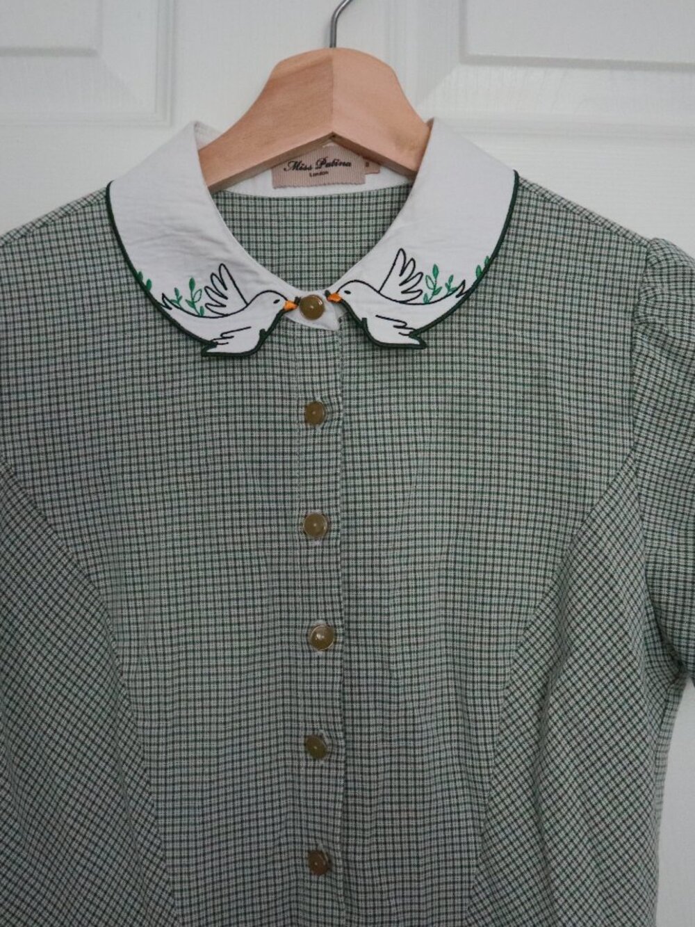 Miss Patina Lucky Bird Kisses Dress Green Size Small UK 8 - Picture 5 of 7